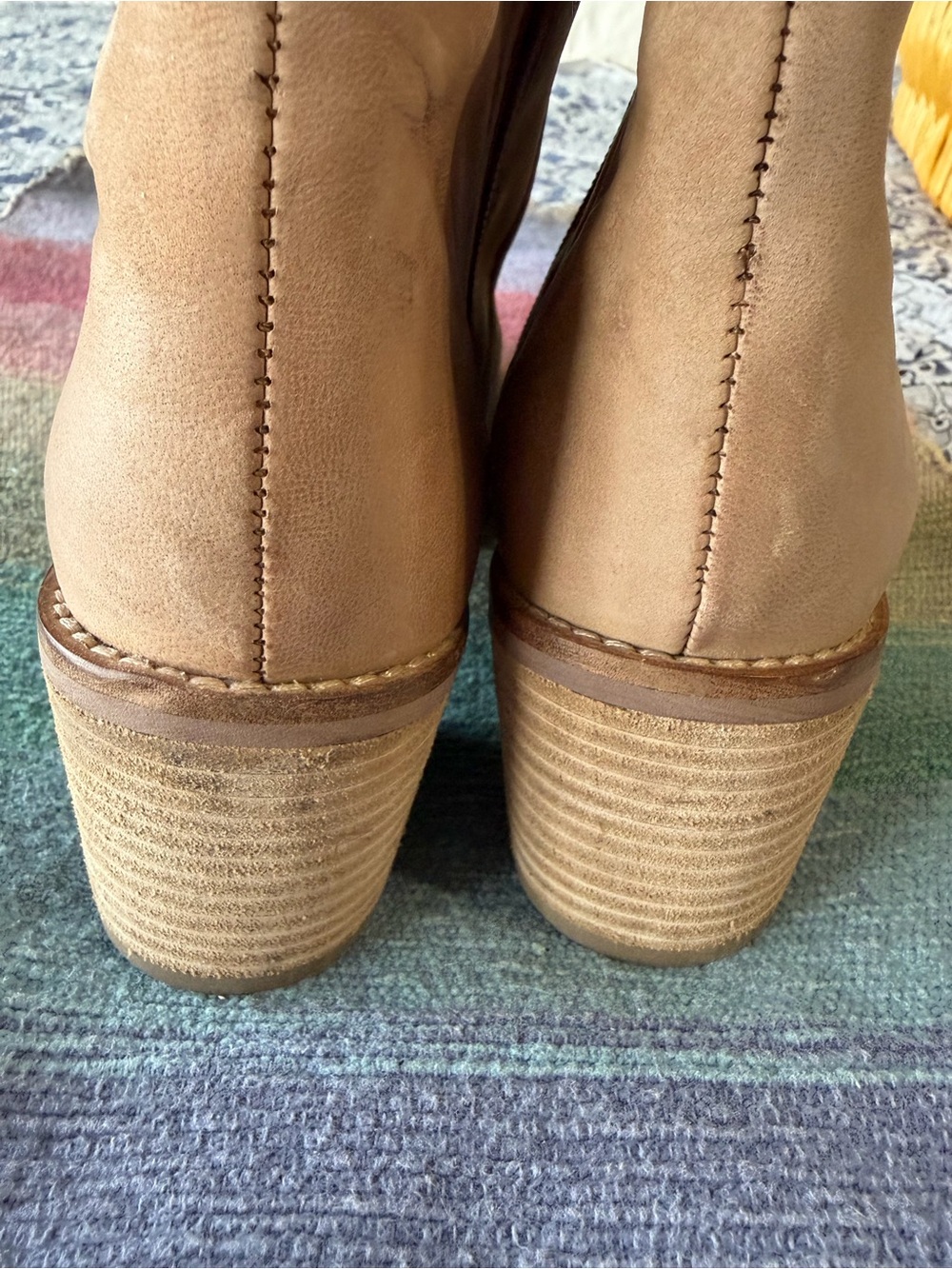 EUC Diba tribeWomen’s Beige Leather Ankle Boots - Classic Block Heel size 7 - Picture 6 of 8